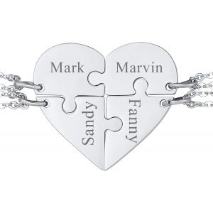 Kal-Collier D'amitié Pendentif Personnalisable 2/3/4/5/6 Pcs Bijoux C?ur Puzzle Pour Homme Et Femme - Cartes De Voeux Gratuites Et Coffret Cadeau - Neuf