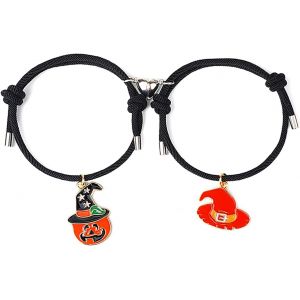 Kal-Bracelet Couple Amoureux Pour 2, Magnétiques Attirant Les Amoureux Bracelet Couple, Réglable Bracelet D'amitié En Corde Cadeau Pour Couple, Famille, Soeurs, Meilleurs Amis Cosplay D'halloween - Neuf