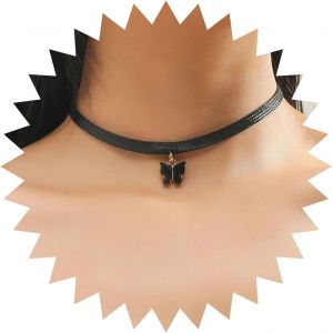 Kales-Vintage Collier Noir Avec Chaîne Collier Gothique En Cuir Collier Pendentif Papillon Collier Ras De Cou En Velours Collier Punk Emo Collier À Breloques Papillon Rock Cadeau Pour Femmes - Neuf