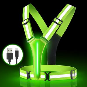 ¿Vert¿Rechargeable Par Usb De Sécurité À Led, Veste De Running Avec Indicateur De Sécurité Et De Réflexion De La Ceinture, Gilet De Course Avec 3 Modes D'éclairage Et De L'angle... - Neuf