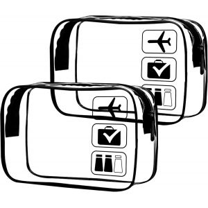 KALANKA-2 Pièces Trousse de Toilette, Kit Voyage Avion, Trousses de Maquillage Transparente, Trousse de Voyage Étanche, Pochette Voyage pour Cosmétiques, Sac de Toilette pour Hommes, Femme, Enfant - Neuf