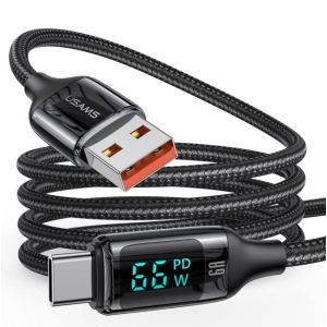 Câble Usb C 66w 6a Qc 4.0 Câble Usb C Charge Rapide Avec Écran Led, Câble Usb A Vers Usb C, 1.2 M Nylon Câble Usb Type C Charge Rapide Et Synchronisation Pour Samsung, Huawei P40, Mate 20 - Neuf