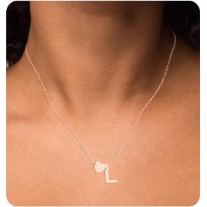 Tianyi-Femmes Initiale Lettres Collier Avec Coeur Pendant Lettres A-Z Or/Or Rose/Argent Personnalis&eacute; Avec Nom Initiale Cha&icirc;ne Cadeaux Pour Femmes - Neuf