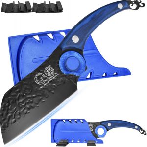 Oayew-Kitchen Knife Meat Cleaver,6.5 Inch, Black Forged Chef Knife,High Carbon Steel Blade,Butcher Knife With Full Tang Wood Handle,Vegetable Cutting Knife With Plastic Sheath - Neuf