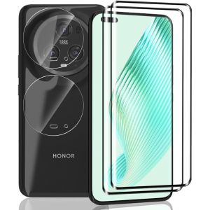 JGD-[2+2 Pi&egrave;ces] Verre Tremp&eacute; pour Honor Magic 5 Pro Protection D'&eacute;cran, 9H Duret&eacute; Vitre Tremp&eacute; et Protecteur D'objectif Cam&eacute;ra, Sans Bulles/HD Protection &Eacute;cran pour Honor Magic 5 Pro - Neuf