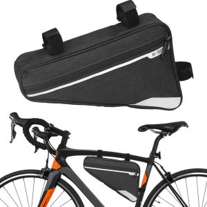 Kal-Sacoche Velo, Sacoche Cadre Velo, Imperméable Grande Capacité Sac Velo Avec Bande Réfléchissante Pour Vtt Etc, Durables Lumière Pochette Velo Pour Outil De Réparation Phone Carte(Noir) - Neuf