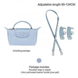 Bandouliere en cuir pour mini sac Longchamp Universite, bandouliere grise, accessoire de modification sans perforation - Neuf