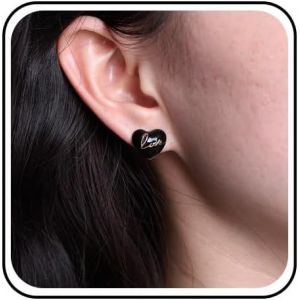 Kal-Boucles D'oreilles Coeur En Émail Boucles D'oreilles Coeur Noir Boucles D'oreilles Coeur Boucles D'oreilles Coeur Boucles D'oreilles Amour Boucles D'oreilles Coeur Bijoux Pour Femmes Filles - Neuf