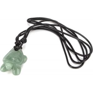 Kal-Figurine En Cristal De Tortue, Pendentif En Cristal De Jade Naturel Ameublement Collier De Bijoux Vert Avec Lani&egrave;refigurines - Neuf
