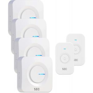 Sonnette sans fil Exterieur &eacute;tanche, Ensemble de Sonnette sans fil, 1 Carillon Branchable, 1 Carillon aliment&eacute; par Batterie. 1 Bouton Sonnette Exterieur,52 M&eacute;lodies, 5 Niveaux de Volume, Noir. - Neuf