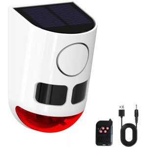 Cfux-Détecteur De Mouvement Solaire Extérieur - 110 Db - Bruit Fort - 4 Modes De Fonctionnement - Lumière Stroboscopique Avec Usb - Pour La Maison, La Villa, La Cour, Le Poulailler, La Ferme, La - Neuf