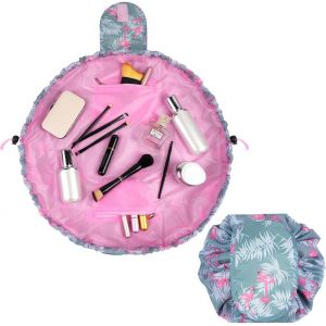 Sac Cosm&eacute;tique, Trousse De Maquillage, Conception De Cordon Rangement Maquillage, Pochette Cosm&eacute;tique Pour Les Femmes Paresseuses(Flamant) - Neuf