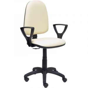 Piqueras Y Crespo - Modelo Ayna - Silla De Oficina Ergon&Atilde;&sup3;mica Con Mecanismo De Contacto Permanente Y Regulable En Altura - Asiento Y Respaldo Tapizados En Similpiel Color Crema (brazos Fijos Incluidos) - Neuf