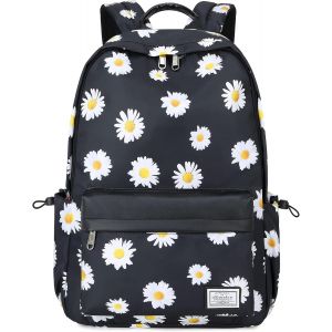 CHECARZHN--NO1-Sac À Dos DÉcole Avec Imprimé À La Mode Pour Les Adolescentes Sac À Dos Pour Un U Quotidien Marguerite Noire - Neuf