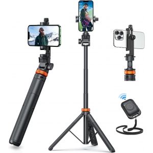 TIANYI-Trépied Smartphone, 158cm Extensible Perche a Selfie Stick avec télécommande, Trépied Extensible pour Téléphone Portable et Trépied de Voyage, Trépied Solide pour iPhone/Samsung - Neuf