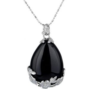 Kal-Protection Collier Pendentif En Pierre Semi-Precieuse Avec Cha&icirc;ne, Forme Goutte D'eau Collier Pour Femmes Et Hommes, 22.8 - Neuf