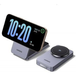 Qi2 15w Induction Charger 2 In 1 Certified Foldable Compatible With Magsafe Iphone 16 Plus Pro Max 15 14 13 Airpods 4 3 Pro 2 Wireless Charger Magnetic Adjustable Angle - Neuf