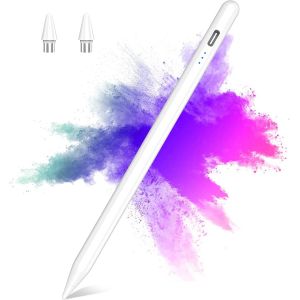 Stylet pour &eacute;cran Tactile Android pour Tablette Compatible Samsung/Huawei/Tablet/Phone/Lenovo/XiaoMi,Stylet Capacitif avec 2 Pointes de Rechange,Blanc - Neuf