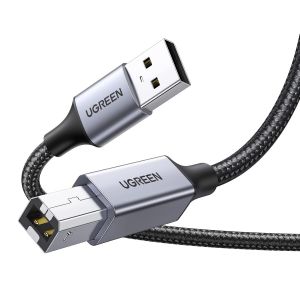 Câble Imprimante USB Cable A vers B 2.0 Nylon Tressé Compatible avec Printer HP, Canon, Epson, Lexmark, Brother, Hero (1M) - Neuf