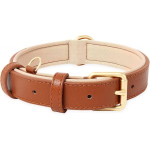 Eryi-Collier Pour Chien, En Cuir, Collier De Chien Ajustable Coussin Moelleux Cuir Nouvelle Couleur De Rembourrage Pour Petits, Moyens Ou Grands Chiens, Nouveau Marron, L - Neuf