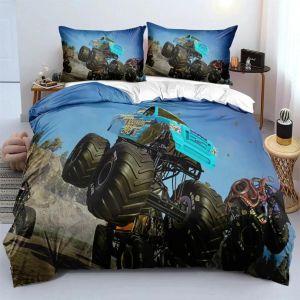 Parure De Lit M-Monster Jam Truck Imprimee En 3d Avec Housse De Couette Et Taie D'oreiller Pour Lit Double, Queen Et King Size, Pour Decoration De Chambre - Neuf