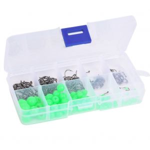 Lot De 190 Hamecons De Peche Lumineux Antiderapants Avec Boite De Rangement En Plastique Pour Kit D'eau Douce Et D'eau Salee - Neuf