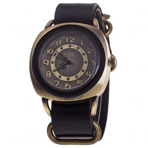Montre A Quartz Ccq Pour Homme Et Femme, Style Retro Punk, Bracelet En Alliage Pu (Noir) - Neuf