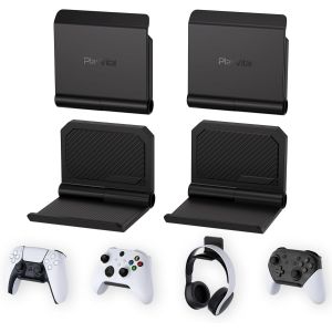Kalanka-Support Pour Ps5 Manette/Console/Casque Mural,Porte Pour Ps4 Controller Stand Holder Pour Nintendo Switch Pro Pour Xbox Wireless Headset,Fold Socle Base 4 Pcs-Noir - Neuf