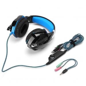 G9000 Casque de jeu Casque d'éclairage filaire avec microphone pour jeu d'ordinateur PCNoir et bleu (ZXG50031) - Neuf