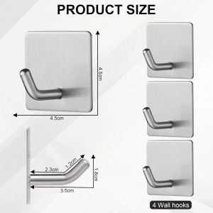 4 Pi&egrave;ces Crochets Adhesifs Muraux,Accroche Torchon Cuisine,Porte Manteau Mural Sans Percage,Aucun Per&ccedil;age N'Est N&eacute;cessaire,Convient Au Salon,&Agrave; La Salle De Bains Et &Agrave; La Cuisine - Neuf