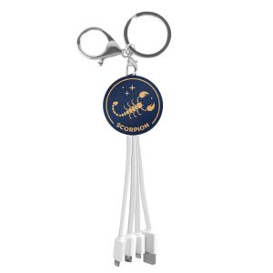 C&acirc;ble USB 3-en-1 Micro-USB / USB-C / Lightning design Porte-Cl&eacute;s Scorpion YELLO KOKO Blanc - Neuf