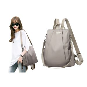 Sac &Agrave; Dos De Voyage &Agrave; Double Bandouli&egrave;re En Tissu Oxford Imperm&eacute;able Pour Femme - Gris - Neuf