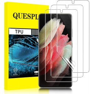 MEVRONISSHOP-3 Pi&egrave;ces Protection &eacute;cran pour Samsung Galaxy S21 Ultra 5G, Haute Qualit&eacute; 3D Incurv&eacute; Couverture Compl&egrave;te TPU Film Protection &eacute;cran, Sans Bulles, Compatible avec Lecteur d&iquest;Empreinte - Neuf