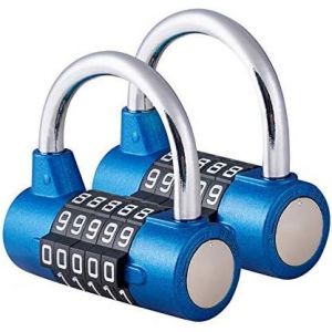 2 Pcs Cadenas à Combinaison à 5 Chiffres(Bleu), Cadenas pour Gymnase, Peut être Réinitialisé Serrures à Combinaison, pour l'Ecole, Casier Sportif et Sport, Etui, Boîte à Outils, Clôture - Neuf