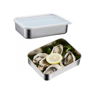 Bo&icirc;te De Conservation Alimentaire En Acier Inoxydable Avec Couvercle Transparent - Grande Taille Pour La Pr&eacute;paration Des Repas Et La Cong&eacute;lation - Neuf