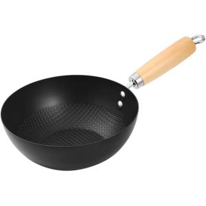 Kalanka-Petit Wok En Fonte Ronde - Poêle À Frire Traditionnelle Pour Cuisinière À Gaz Et Flamme Ouverte - Poignée Ergonomique Pour Une Cuisson Quotidienne - Neuf