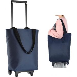 SJZG-17L Sac De Courses &Agrave; Roulettes Pliable - Petit Chariot De Courses &Agrave; Roues Zipp&eacute; Imperm&eacute;able T&eacute;lescopique R&eacute;utilisable Poids L&eacute;ger Panier De Courses Pour Supermarch&eacute; March&eacute;, A&icirc;n&eacute; Femme - Neuf