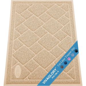 Shiliu-Tapis Pour Bac À Litière, Tapis Durable Pour Litière, 60×43 Cm, Capture La Litière, Retient La Litière Du Bac, Beige[2132] - Neuf