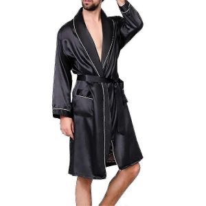 Peignoir En Satin Avec Short Pour Homme - Chemise De Nuit Peignoirs Doux Imprim&eacute;s Pyjama - Neuf