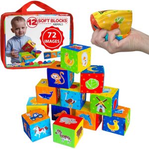 12 x Animal Activity Cube for Babies-Montessori Toy for Babies 6-12 Months-Stacking Cube-Montessori Cube-Early Learning Games for Babies 6 Months-Baby Cube-Teething Toy for Babies.[F42] - Neuf