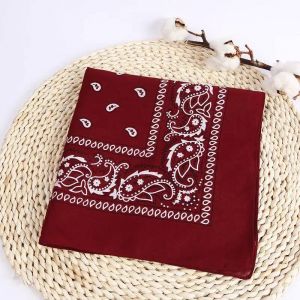 Nouvelle Mode Hip Hop Bandana Carr&eacute; &Eacute;charpe Noir Rouge Bandeau Imprim&eacute; Pour Gar&ccedil;ons/Filles Cheveux Accessoires Cheveux &Eacute;charpe--Wine Red - Neuf