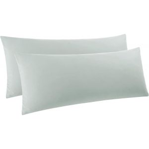 Lot De 2 Taies D'oreiller En Microfibre Avec Fermeture &Eacute;clair, 50 X 160 Cm, Gris Clair - Neuf