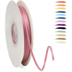 3mm Rose Poussi&eacute;reux Fin Ruban Satin Pour Emballage Des Cadeaux,95 M&egrave;tres Polyester Rubans Pour Bouquets,Ballon,Couture,N?uds,G&acirc;teau,Satin Ruban Roll Pour D&eacute;coration De Mariage/Anniversaire/No&euml;l/F&ecirc;te - Neuf