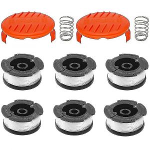 Paquet de 6 bobines de fil avec 2 couvercles compatibles avec remplacer les coupe-herbe Black Decker Bobine de remplacement Weed Eater Cap Autofeed Trimmer String Af-100 - Neuf