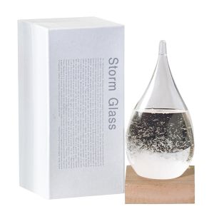 ChenQuanSarl-Petite Boule De Cristal En Forme De Goutte D'Eau En Verre Tempête, Station Météo En Verre Tempête, Cadeaux De Noël, Décoration De Bureau Tendance Et Décoration D'Intérieur - Neuf