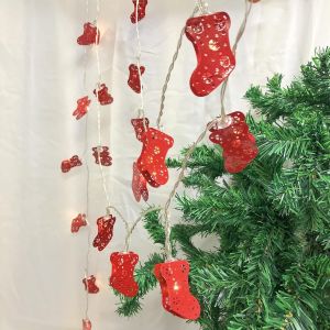 Kal-Chaussette De No&euml;l D&eacute;corative En M&eacute;tal, Guirlande Lumineuse &Agrave; Piles Pour Chambre &Agrave; Coucher, Mariage, No&euml;l, Maison, F&ecirc;te, Chambre D'anniversaire, D&eacute;coration (3m20led, Rouge) - Neuf