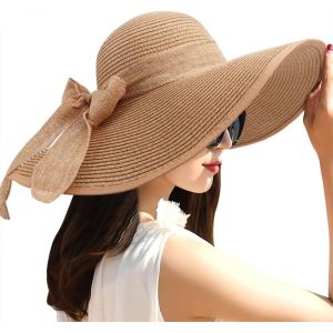 Femme Capeline Chapeau De Paille Chapeau À Large Bord Casquettes Anti-Soleil Respirant Pliable Rouleau Plage Cap Chapeau De Soleil Upf 50+.[Z672] - Neuf