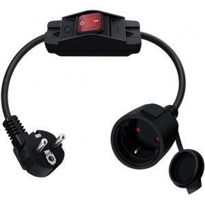 Cable D'extension Schuko avec Interrupteur 16A 250V Rallonge &eacute;lectrique Courte Schuko,C&acirc;ble Court 2 AC Prise IP44 pour Une Utilisation Ext&eacute;rieure ou Int&eacute;rieure (Coud&eacute; 90&deg; 1m) - Neuf
