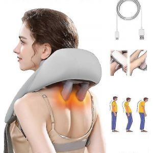 Appareil De Massage Chauffant Pour La Nuque Et Les &Eacute;paules, Masseur Pour La Nuque Et Le Dos, Gris - Neuf