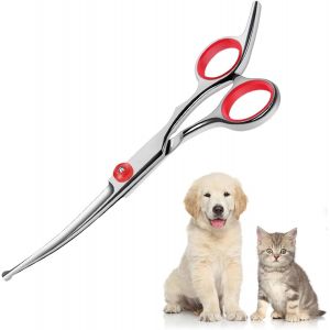 Jgd-Ciseaux Toilettage Chien Ciseaux De Toilettage Pour Chat Avec Embouts De S&eacute;curit&eacute; Ronds Chiens Ciseaux Courbes Pour Chiens Ciseaux Professionnel Pour Chien Acier Kit En Acier Inoxydable - Neuf